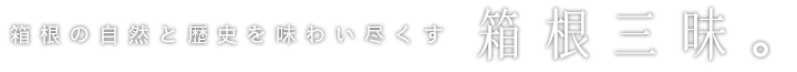 箱根の自然と歴史を味わい尽くす。箱根三昧。
